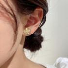 Flower Faux Cat Eye Stone Rhinestone Earring 1 Pair - Silver - One Size