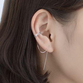 925 Sterling Silver Dangle Earring 1 Pair - Lace Ear Line - One Size
