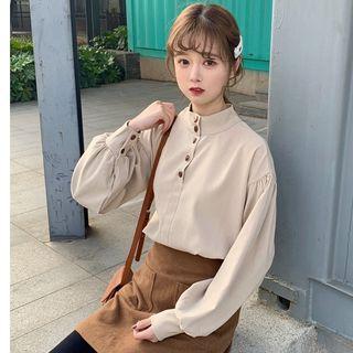 Long-sleeve Half-button Blouse