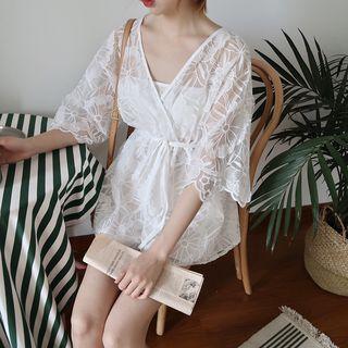 Set: Elbow-sleeve Playsuit + Bandeau