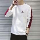 Embroidered Paneled Long-sleeve T-shirt