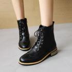 Brogue Chunky-heel Lace-up Short Boots