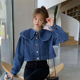 Cropped Peter Pan Collar Denim Jacket