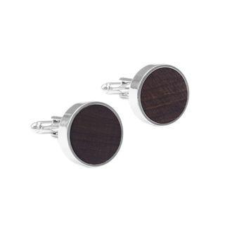 Fashion Simple Purple Sandalwood Geometric Round Cufflinks Silver - One Size