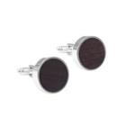 Fashion Simple Purple Sandalwood Geometric Round Cufflinks Silver - One Size