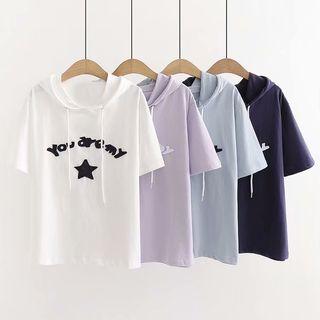 Lettering Hood Short-sleeve T-shirt