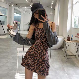 Leopard-print Sleeveless A-line Dress