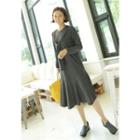 Shawl-front Ruffle-hem T-shirt Dress