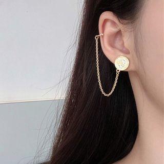 Alloy Coin Chained Earring 1 Pc - One Size
