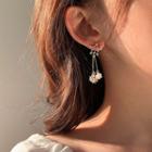 Faux Pearl Rhinestone Star Fringed Earring 1 Pair - As Shown In Figure - One Size