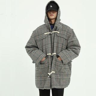 Houndstooth Plaid Toggle Coat