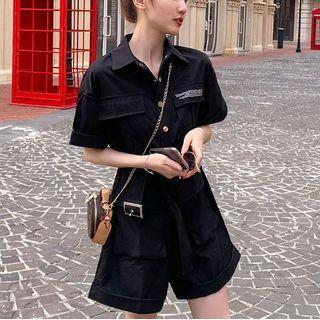 Short-sleeve Lettering Romper