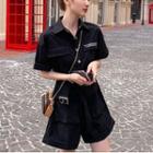 Short-sleeve Lettering Romper