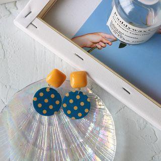 Dotted Circle Dangle Earring / Clip On Earring