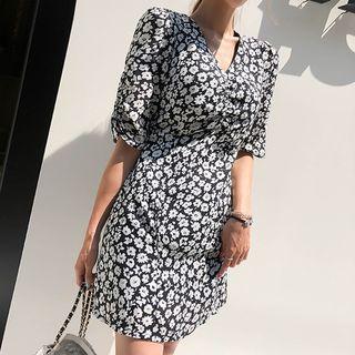 V-neck Floral A-line Minidress