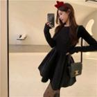 Knit Mini A-line Dress Black - One Size