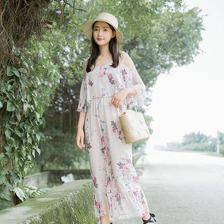 Elbow-sleeve Chiffon Jumpsuit