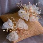 Set Of 2: Bridal Rhinestone Flower Hair Clip Champagne - One Size
