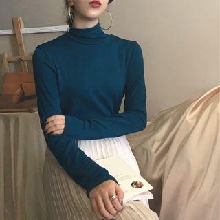 Long-sleeve Mock Neck Zipped T-shirt