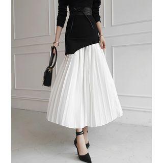 High-waist Accordion-pleat Maxi Skirt