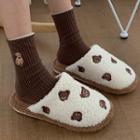Bear Embroidered Fleece Slippers