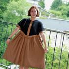 Shirred Two-tone A-line Dress