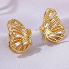 Rhinestone Alloy Butterfly Earring 01-8388 - Gold - One Size