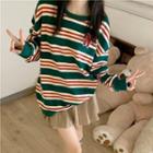 Long-sleeve Striped Sweatshirt Sweatshirt - One Size