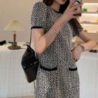 Short-sleeve Knit Mini Shift Dress