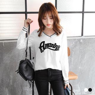 V-neck Letter Top