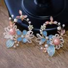 Wedding Flower Hoop Drop Clip-on Earring 1 Pair - Pink - One Size