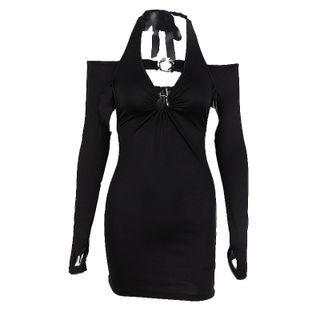 Halter-neck Cut Out Mini Sheath Dress