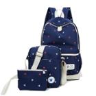 Set: Patterned Canvas Backpack + Cross Bag + Zip Pouch