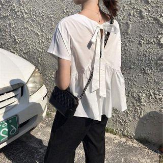 Short-sleeve Ruffled Drawstring Back Tee