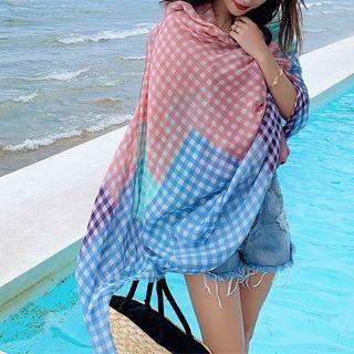 Plaid Panel Shawl As Shown In Figure - One Size