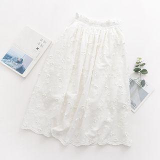 Cotton Linen High-waist A-line Semi Skirt White - One Size