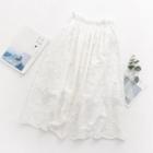 Cotton Linen High-waist A-line Semi Skirt White - One Size