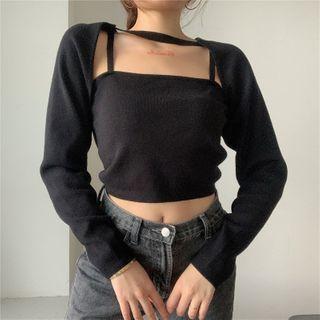 Set: Long-sleeve Shrug + Camisole Top