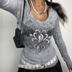 Long Sleeve Tie-dye Graphic T-shirt