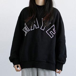 Embroidered Round Neck Oversized Sweater