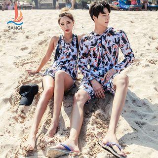 Couple Matching Patterned Rash Guard / Swim Top / Shorts / Set