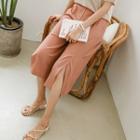 Deep-slit Cropped Wide-leg Pants