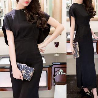 Short-sleeve Plain Maxi Dress