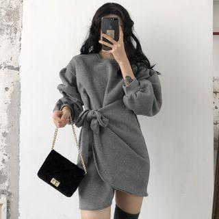 Tie-waist Mini Sweatshirt Dress