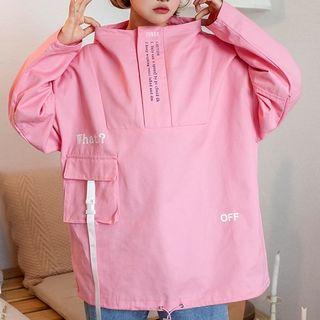 Lettering Half Zip Jacket