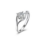 925 Sterling Silver Elegant Fashion Geometric Round Cubic Zircon Adjustable Ring Silver - One Size
