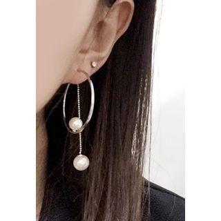 2 Ways Faux-pearl Hoop Earrings