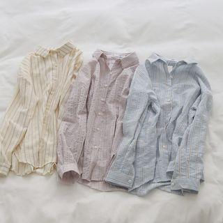 Striped Shirt Beige - One Size
