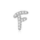 Left Right Accessory - 9k White Gold Initial F Pave Diamond Single Stud Earring (0.03cttw)