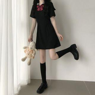 Sailor Collar Mini A-line Dress / Bowtie
